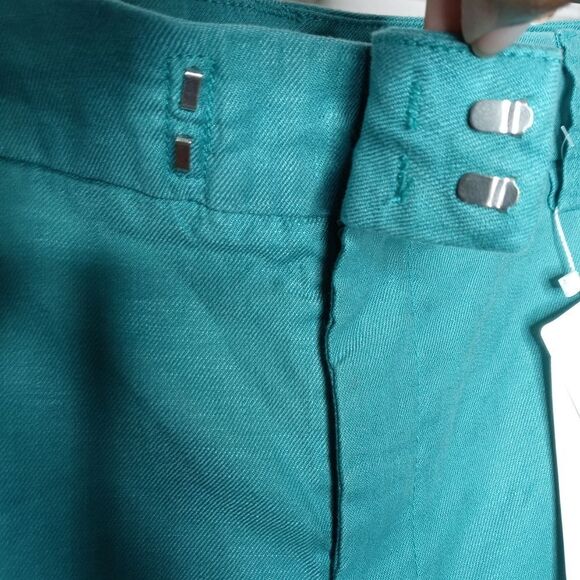 Level 99 Cindie Linen  Blend Teal Shorts - Picture 4 of 5